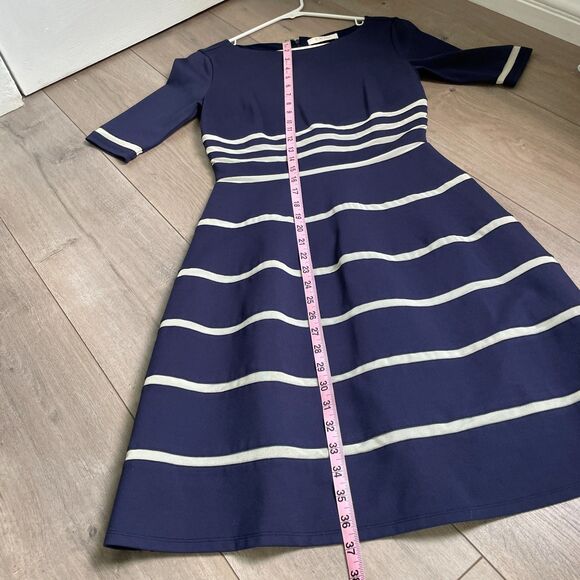 Erin By Erin Fetherston Bella Point Navy Striped Fit & Flare Dress size 2 / S - Picture 7 of 8